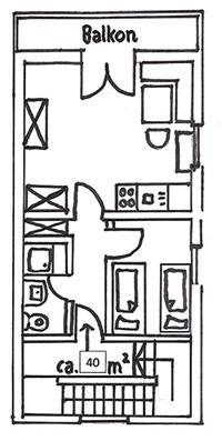 Grundriss Appartement 40qm