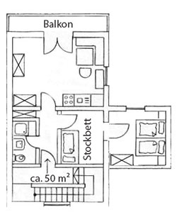 Grundriss Appartement 50qm